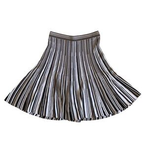 DIKTONS BARCELONA skater skirt pleats mini stripe white beige black knit size 6